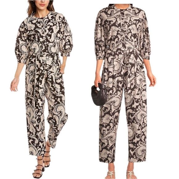 Rebecca Taylor Scroll Paisley Pleated Jumpsuit Jumper BNWT - Picture 4 of 15